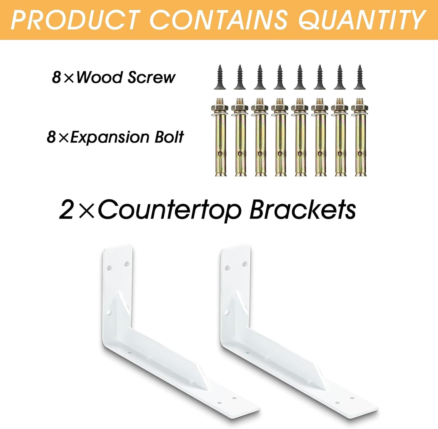 Countertop Support Brackets Heavy Duty, 10" X 6" Max Load 348 Lb 5 Mm Thick Iron Industrial Shelf Brackets, White Metal Farmhouse Wall Mounted Floating L Support for Hanging DIY Open Shelving