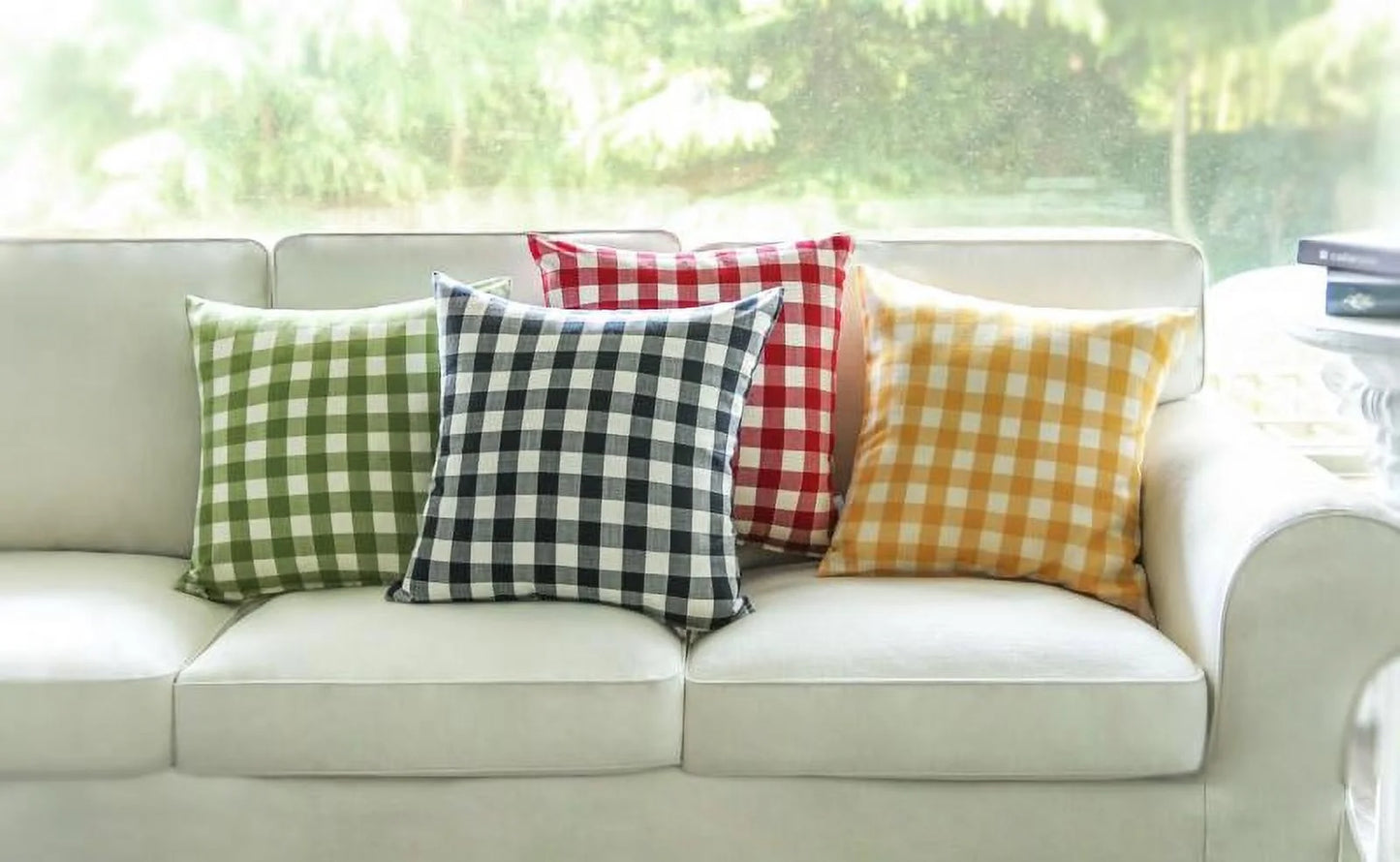 Classic Retro Checkers Plaids Series Decorative Throw Pillow, 18" X 18", Yellow, 2 Pack
