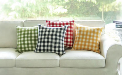Classic Retro Checkers Plaids Series Decorative Throw Pillow, 18" X 18", Yellow, 2 Pack