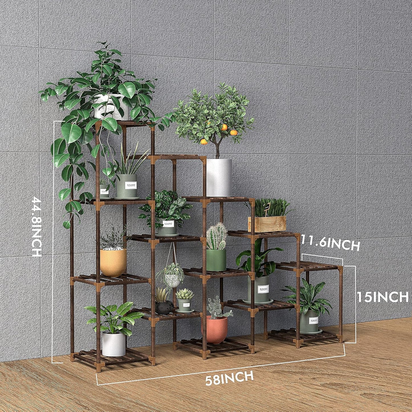 Wood Plant Stand Indoor, Outdoor for Multiple Plants, Tiered Plant Shelf Ladder Table Plant Pot Stand for Living Room, Patio, Balcony