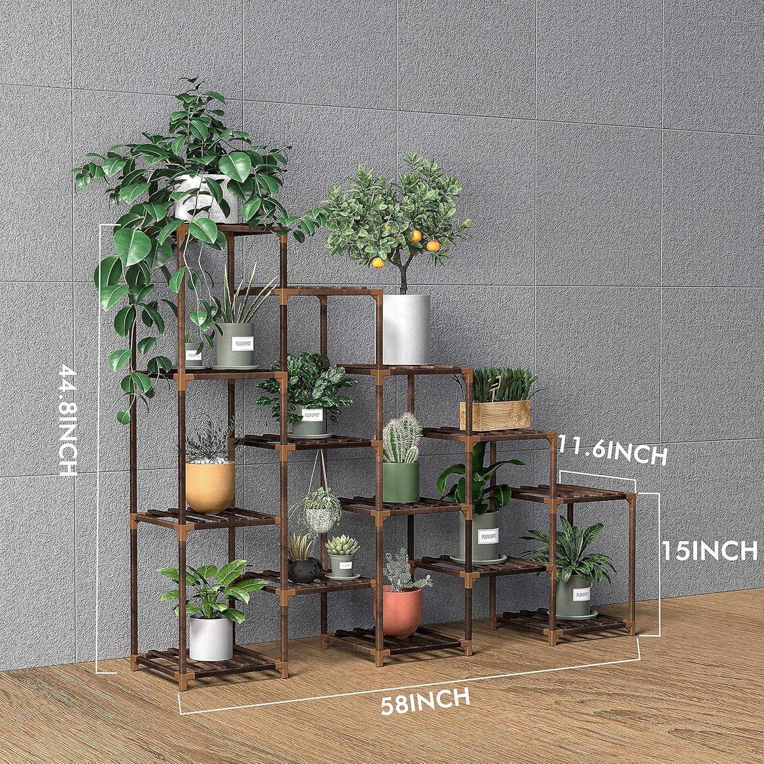 Wood Plant Stand Indoor, Outdoor for Multiple Plants, Tiered Plant Shelf Ladder Table Plant Pot Stand for Living Room, Patio, Balcony