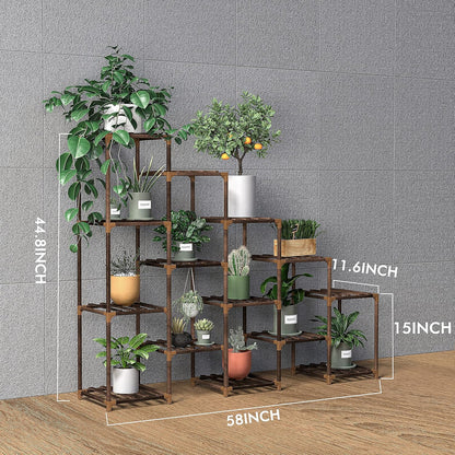 Wood Plant Stand Indoor, Outdoor for Multiple Plants, Tiered Plant Shelf Ladder Table Plant Pot Stand for Living Room, Patio, Balcony