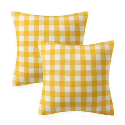 Classic Retro Checkers Plaids Series Decorative Throw Pillow, 18" X 18", Yellow, 2 Pack