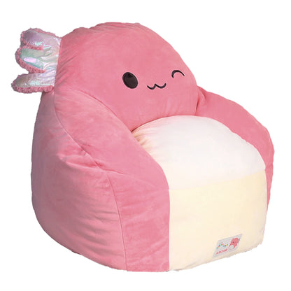Official Archie Bean Bag Chair - 30 in Wide Kids Squishy Soft Chair, Pink/White