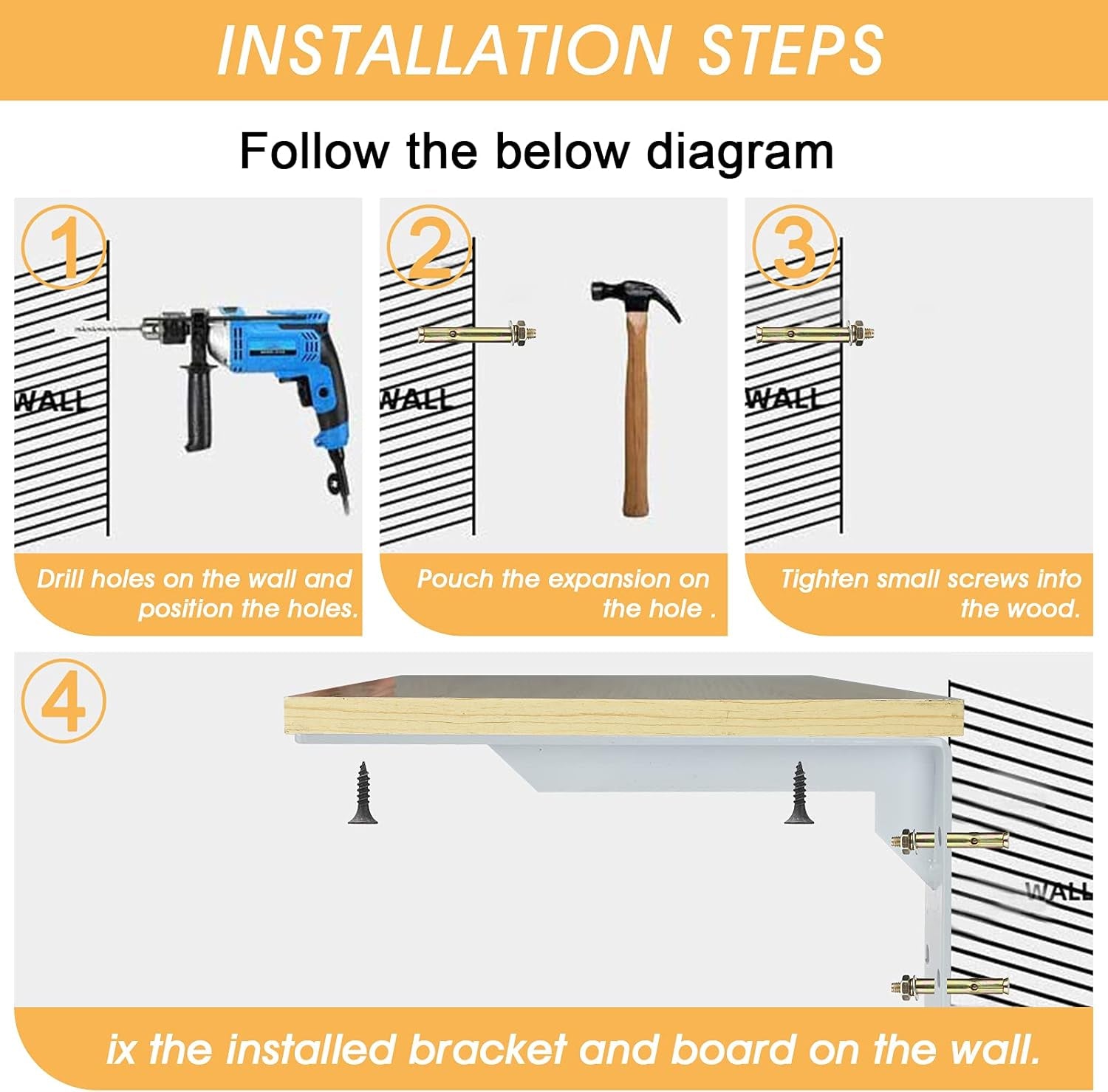 Countertop Support Brackets Heavy Duty, 10" X 6" Max Load 348 Lb 5 Mm Thick Iron Industrial Shelf Brackets, White Metal Farmhouse Wall Mounted Floating L Support for Hanging DIY Open Shelving