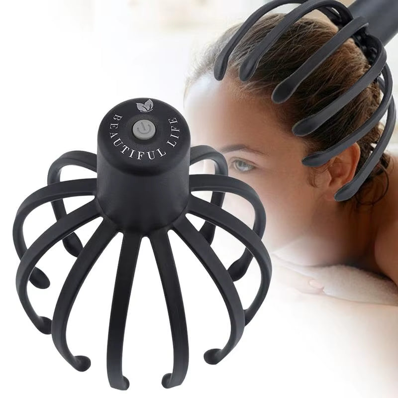 Octopus Electric Scalp Massager 360 Degree Stress Relief Head Massager Portable Hands Free Therapeutic Head Scratcher