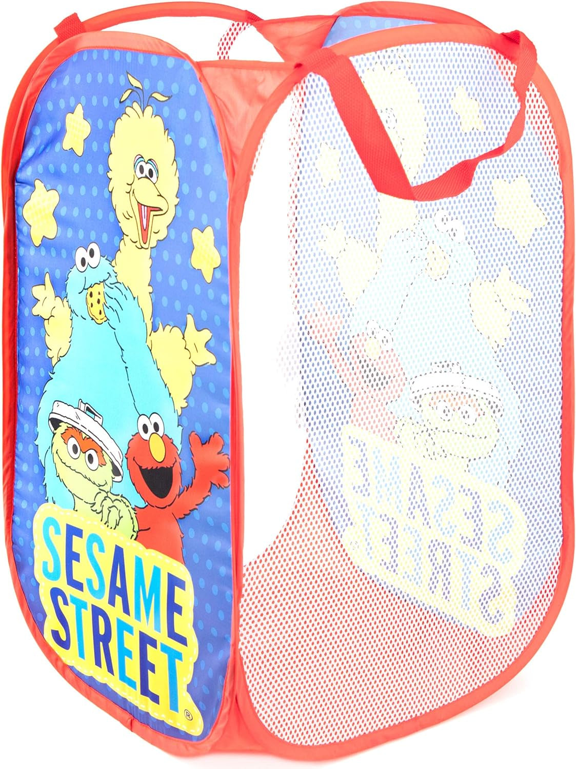 Sesame Street Pop up Hamper - Mesh Laundry Basket/Bag with Durable Handles - Features Elmo & Cookie Monster (Official Sesame Street Product)