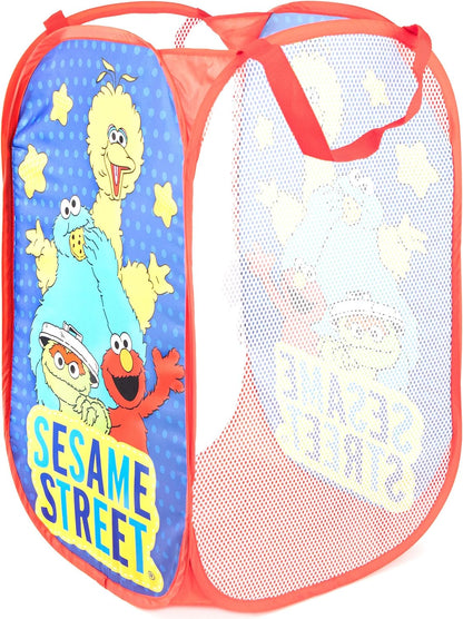 Sesame Street Pop up Hamper - Mesh Laundry Basket/Bag with Durable Handles - Features Elmo & Cookie Monster (Official Sesame Street Product)