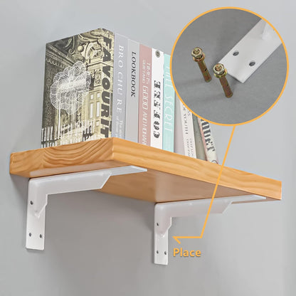 Countertop Support Brackets Heavy Duty, 10" X 6" Max Load 348 Lb 5 Mm Thick Iron Industrial Shelf Brackets, White Metal Farmhouse Wall Mounted Floating L Support for Hanging DIY Open Shelving