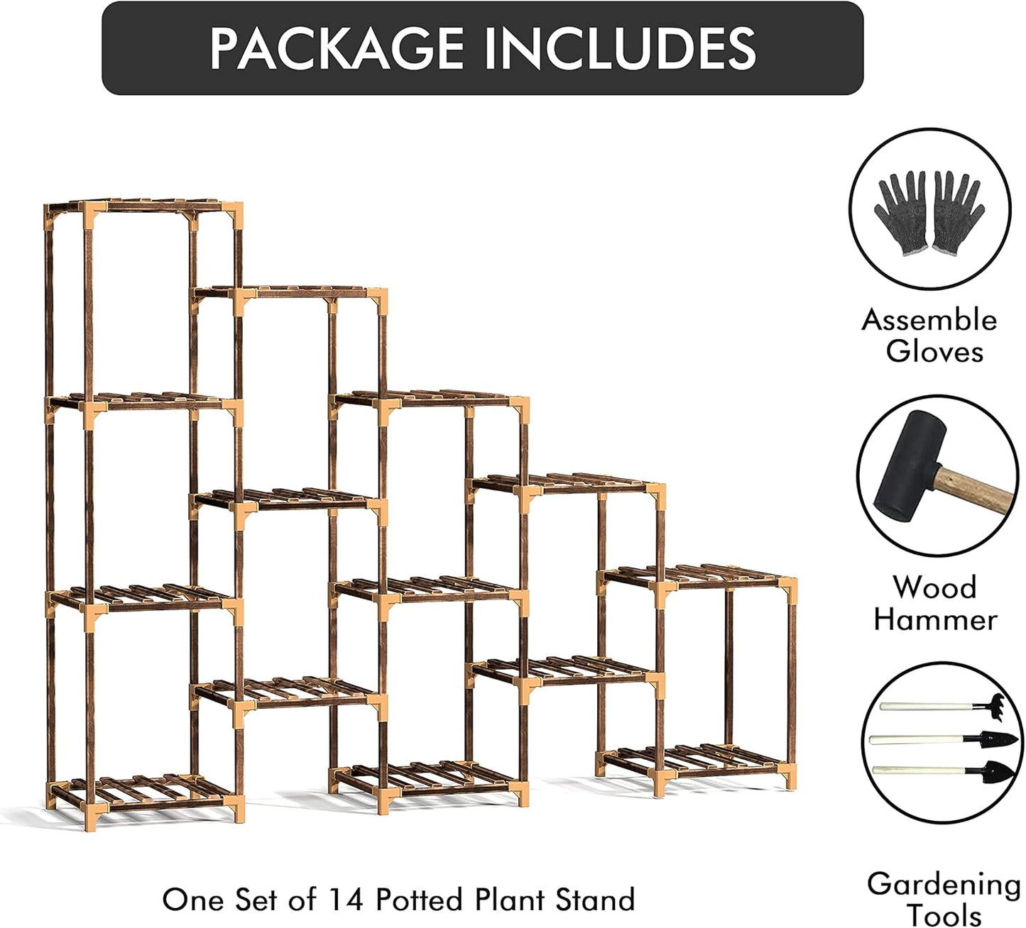 Wood Plant Stand Indoor, Outdoor for Multiple Plants, Tiered Plant Shelf Ladder Table Plant Pot Stand for Living Room, Patio, Balcony