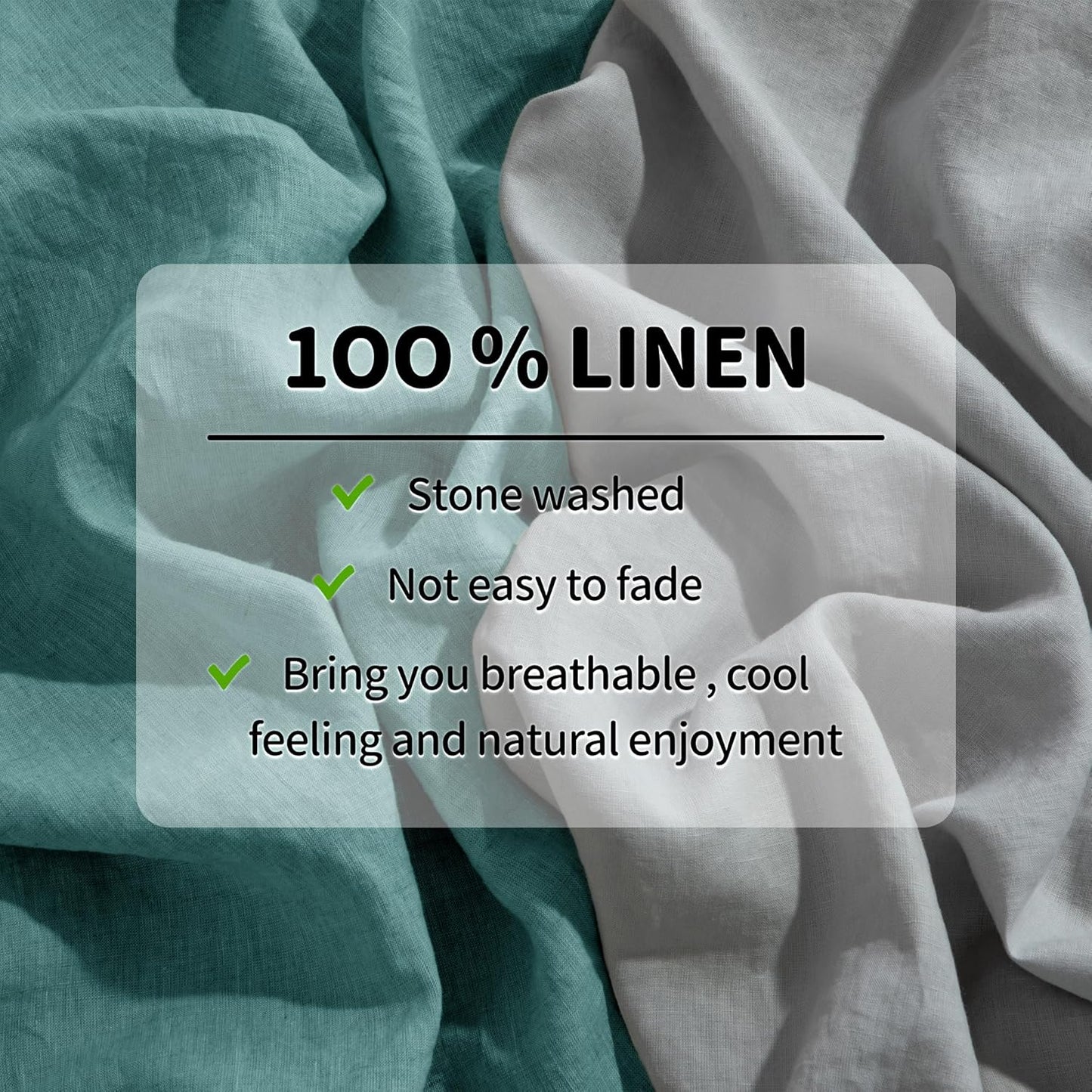 100% Linen Sheet Set Twin Size,Bed Sheets 3 Piece Sets,Solid Color Natural Flax Bed Sheets Soft Breathable Bedding,16" Deep Pocket,All Season (Twin, Aqua)