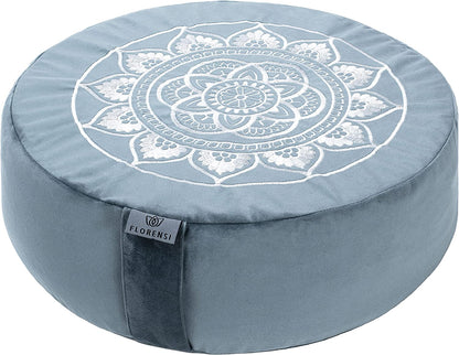 Meditation Cushion - Comfortable Floor Pillow - Traditional Tibetan Meditation Pillow with Beautiful Velvet Cover - Large Floor Cushion Seating for Adults - Premium Yoga Buckwheat Bolster