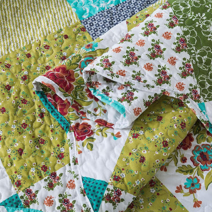 Quilt Set King Size - 3 Piece Microfiber Bedspread Reversible Coverlet Patchwork Bedding Set Lightweight Bedcover Floral Bedspreads All Season Quilts-Turquoise