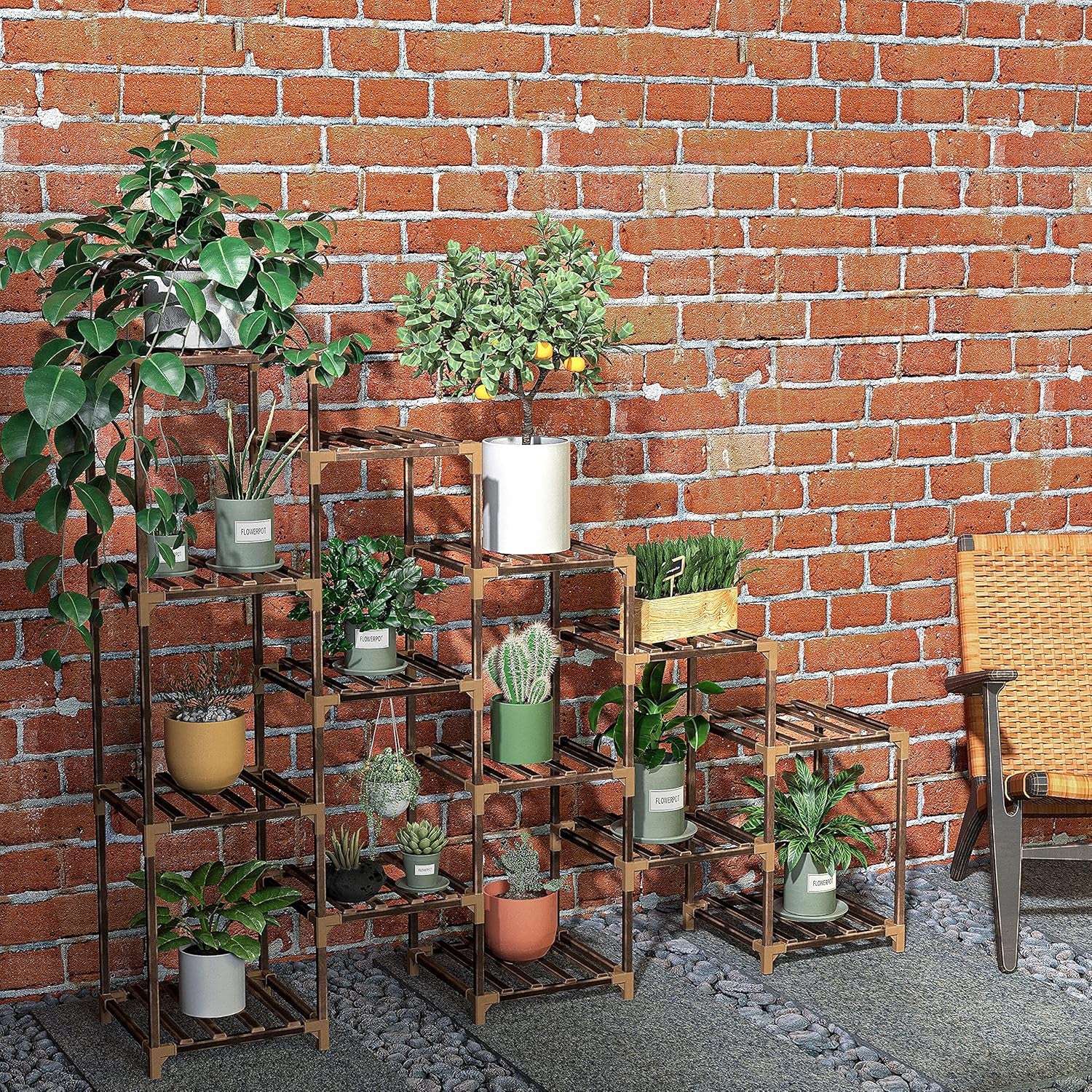 Wood Plant Stand Indoor, Outdoor for Multiple Plants, Tiered Plant Shelf Ladder Table Plant Pot Stand for Living Room, Patio, Balcony