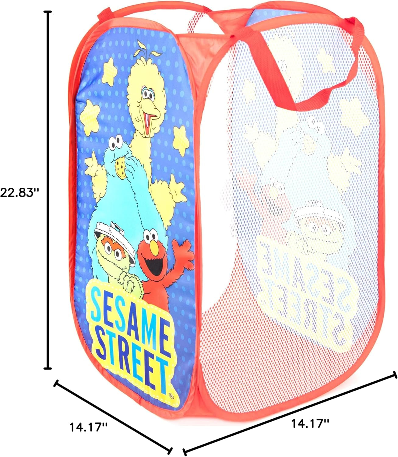 Sesame Street Pop up Hamper - Mesh Laundry Basket/Bag with Durable Handles - Features Elmo & Cookie Monster (Official Sesame Street Product)