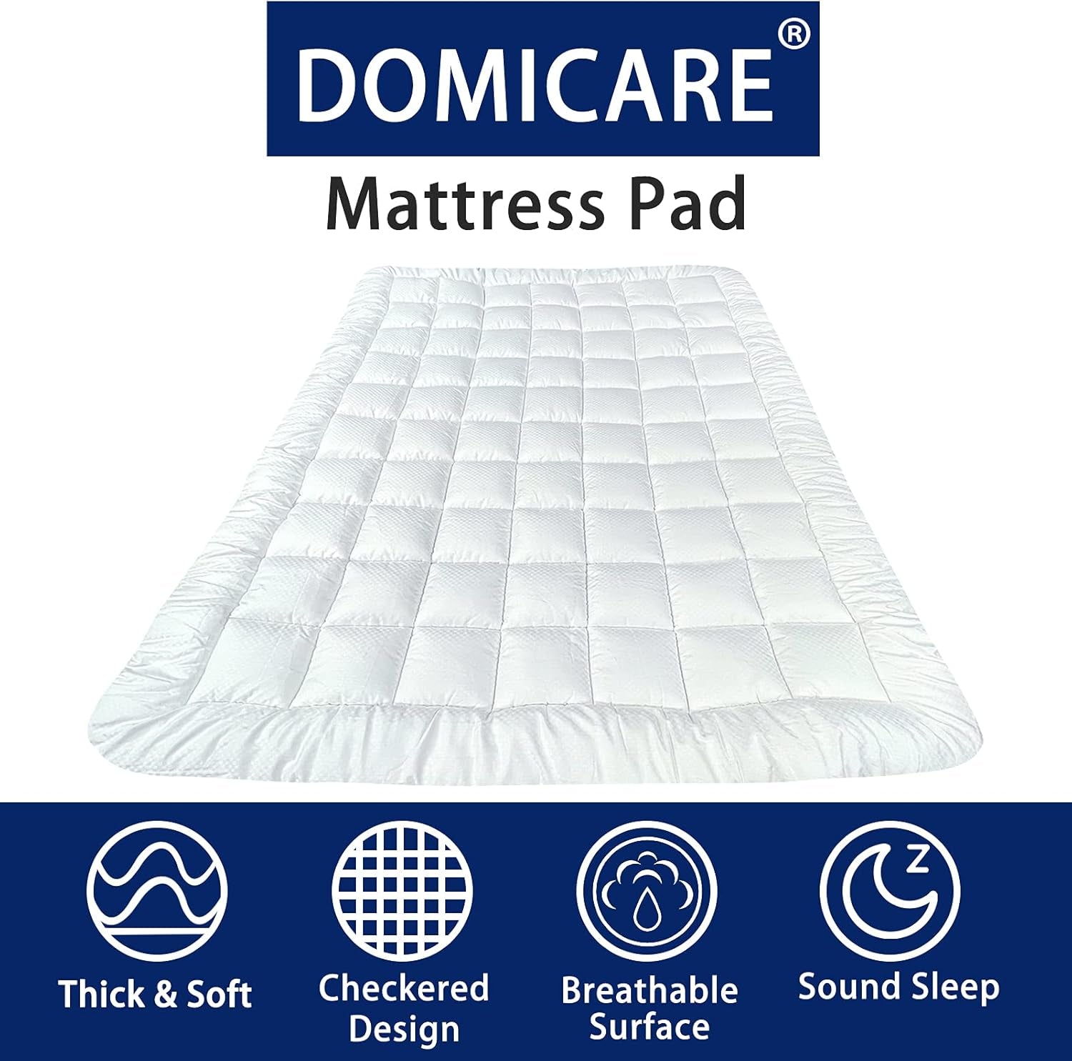 Full Size Mattress Pad Cover Quilted Fitted Mattress Protector with Deep Pocket (8-21Inch), Cooling Mattress Topper Pillow Top-White