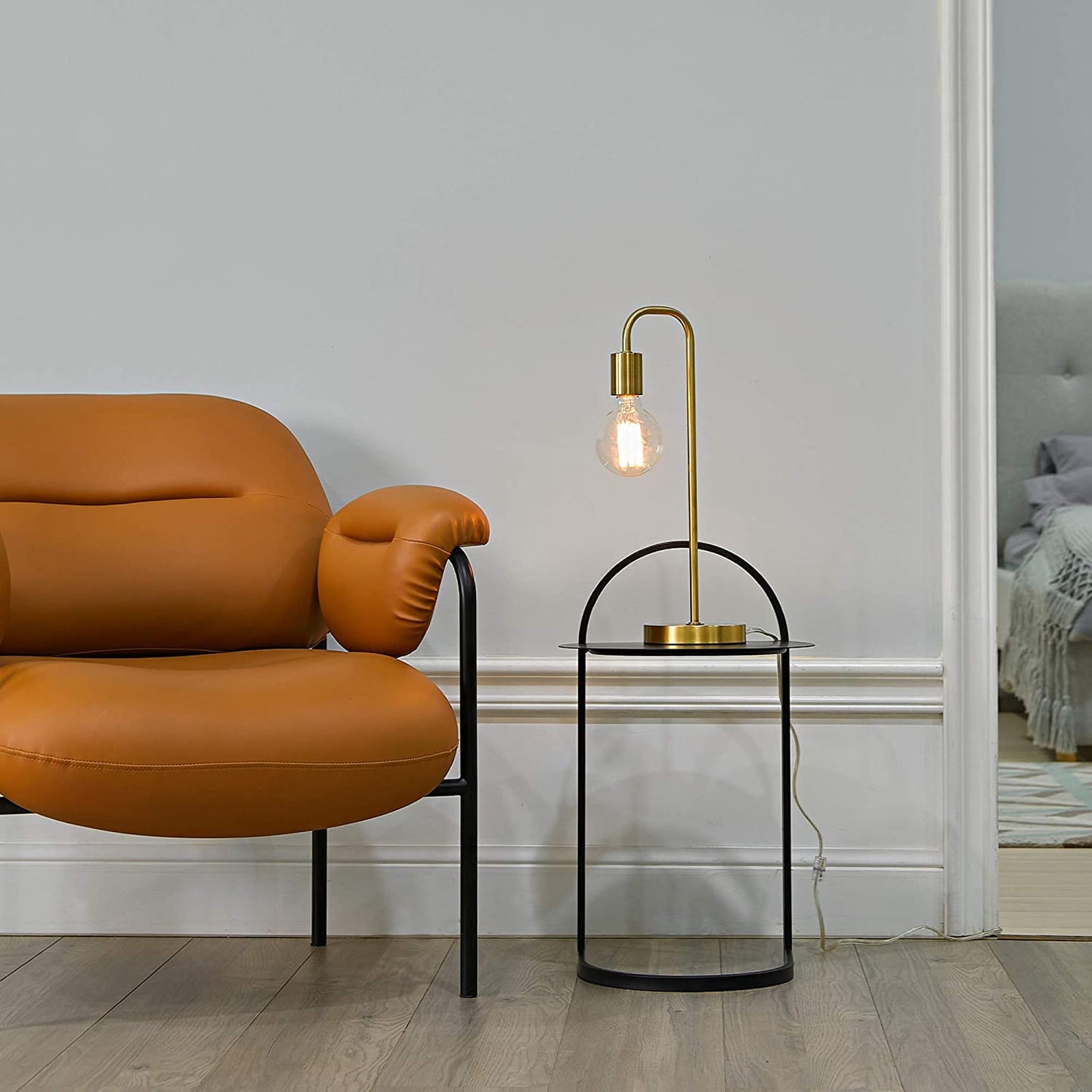 Electric 67433 Holden 18" Table Lamp, Matte Brass, Modern, Night Stand, Bedroom Décor, Living Room, Bedside Light