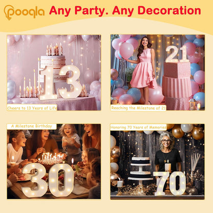 Decorative Led Light up Number Letters, White Plastic Marquee Number Lights Sign Party Wedding Decor Battery Operated Number (1)