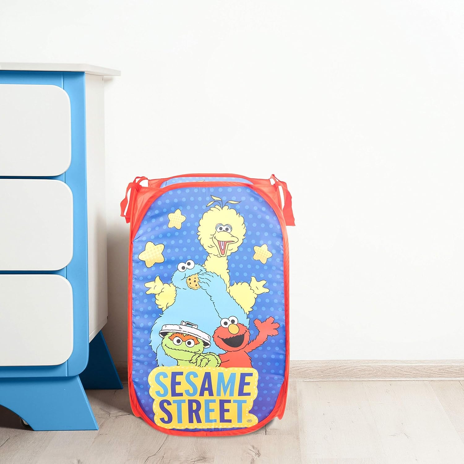 Sesame Street Pop up Hamper - Mesh Laundry Basket/Bag with Durable Handles - Features Elmo & Cookie Monster (Official Sesame Street Product)
