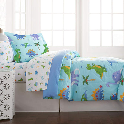Kids Cotton Twin Comforter Set – Lightweight, Fits Twin Mattress, One Pillow Shams Included - Dinosaur Land