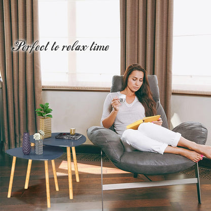 Nesting Table Set of 2 Bamboo End Table for Living Room Side Table for Bedroom Triangle Modern Coffee Table (Gray)