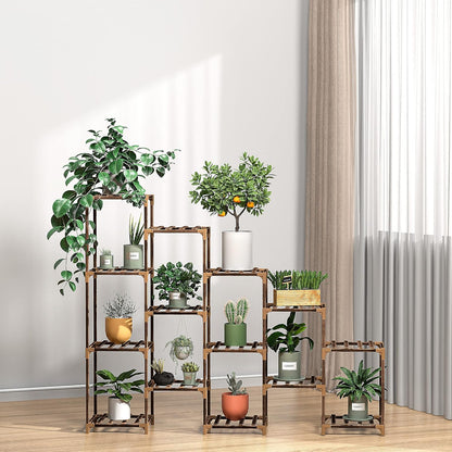 Wood Plant Stand Indoor, Outdoor for Multiple Plants, Tiered Plant Shelf Ladder Table Plant Pot Stand for Living Room, Patio, Balcony
