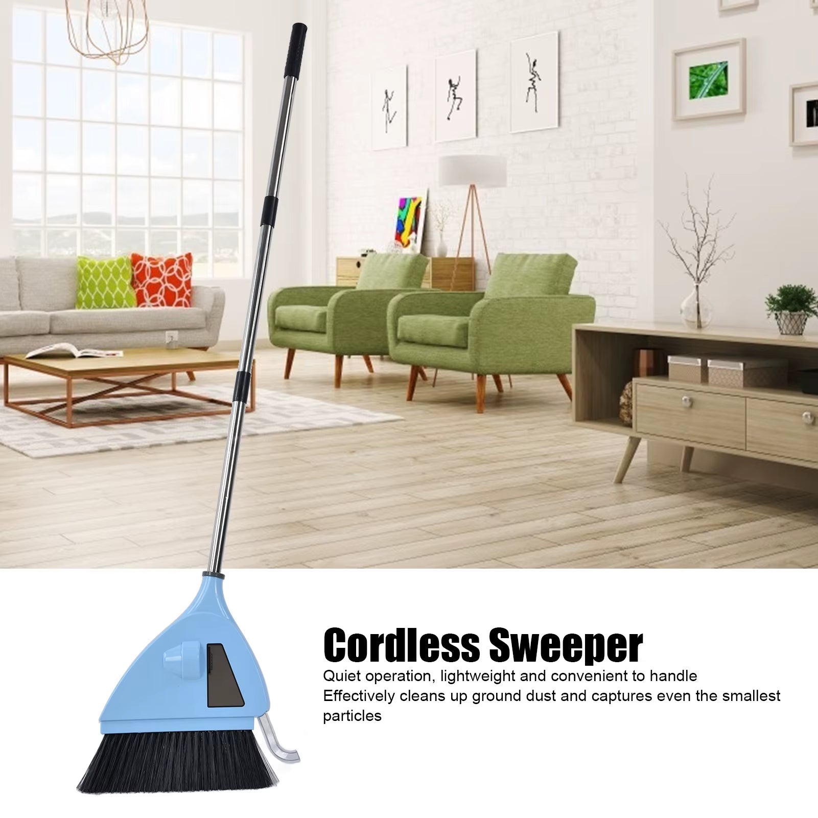 2 in 1 Vacuum Broom 2 in 1 Vacuum Sweeper USB Charging Cordless Vacuum Broom Cleaner for Household Bedroom USB Vacuum Sweeper