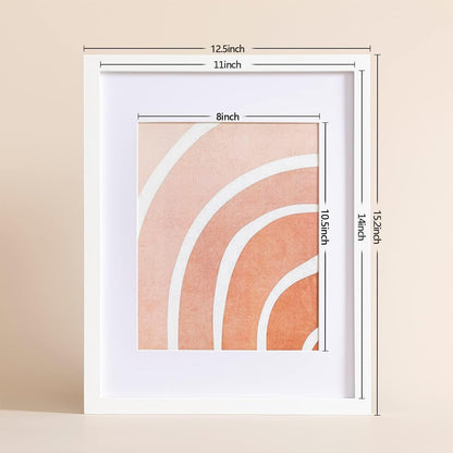 11X14 Picture Frame 4 Pack Made of Solid Wood and Strong Real Glass, Display 8X10 and 8.5X11 Photos with Mat or 8X10 without Mat, Room Decor for Wall and Tabletop, Gallery Gifts White