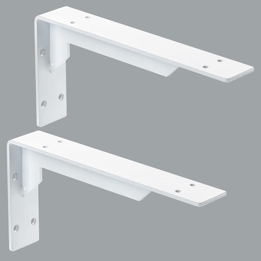 Countertop Support Brackets Heavy Duty, 10" X 6" Max Load 348 Lb 5 Mm Thick Iron Industrial Shelf Brackets, White Metal Farmhouse Wall Mounted Floating L Support for Hanging DIY Open Shelving