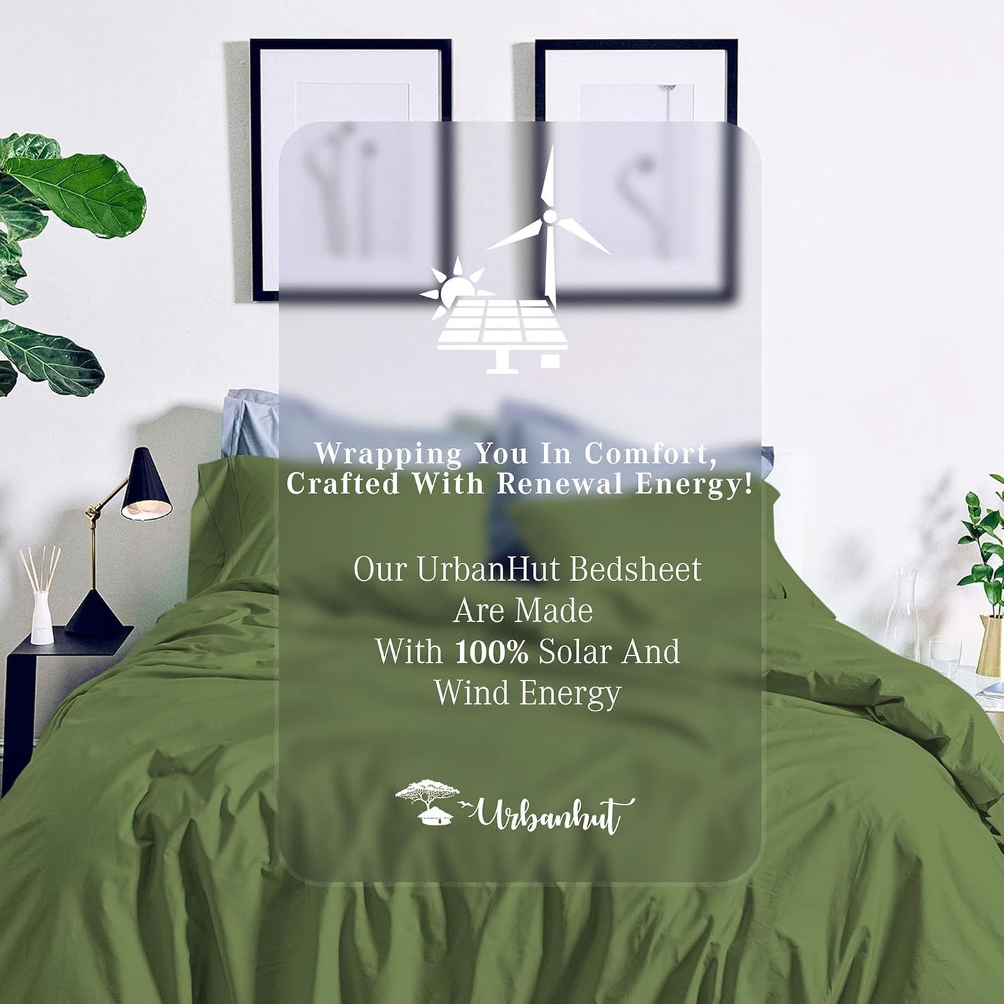 Queen Size Duvet Cover Set (3Pc), 100% Cotton 700 Thread Count, Luxury Sateen Weave Quilt Cover, Soft & Breathable Comforter Cover with Hidden Button Closure and 2 Pillow Cases - Sage