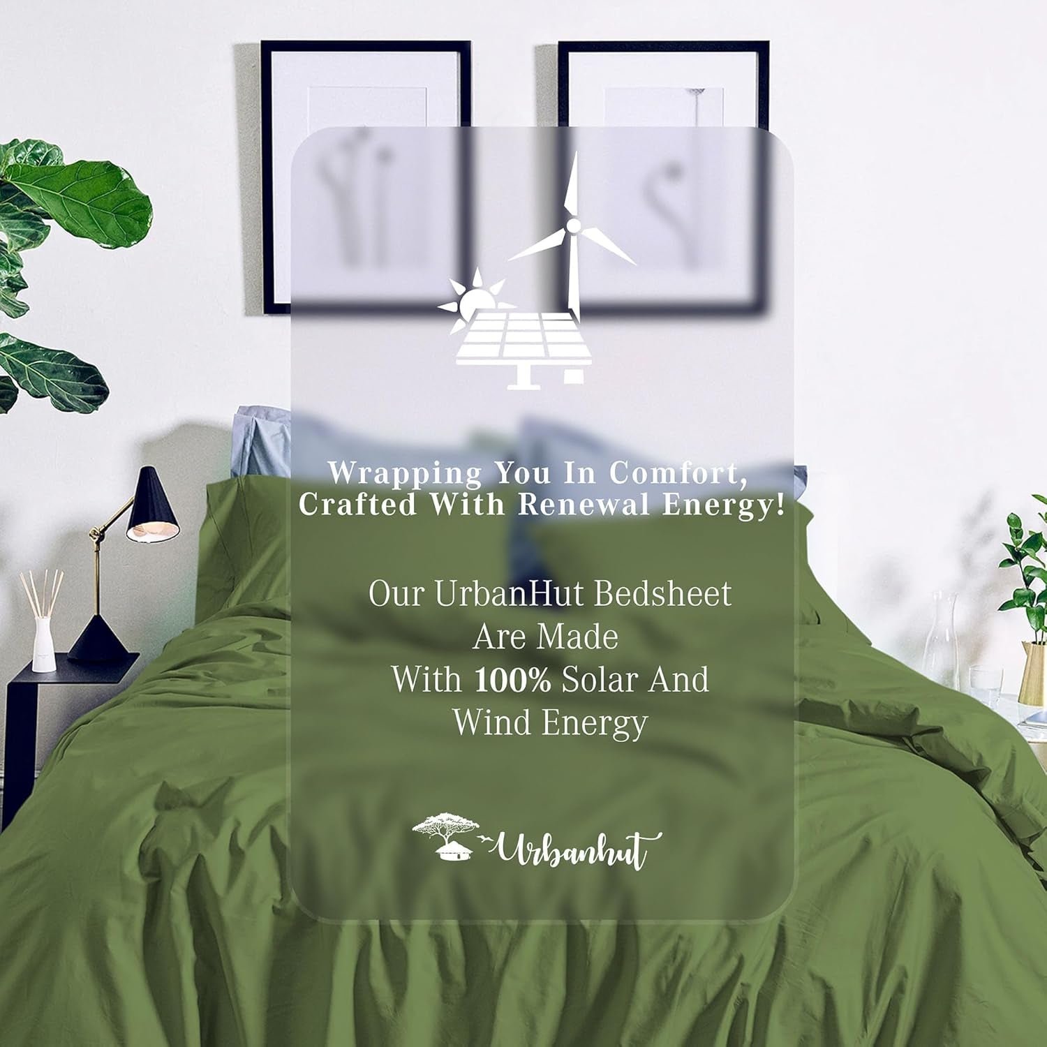 Queen Size Duvet Cover Set (3Pc), 100% Cotton 700 Thread Count, Luxury Sateen Weave Quilt Cover, Soft & Breathable Comforter Cover with Hidden Button Closure and 2 Pillow Cases - Sage