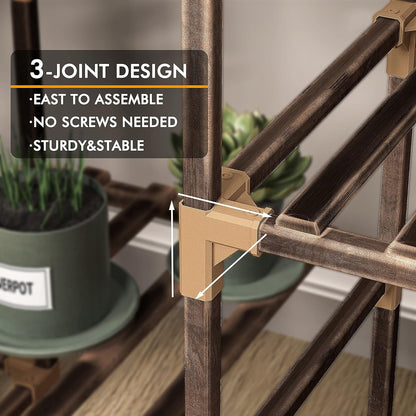 Wood Plant Stand Indoor, Outdoor for Multiple Plants, Tiered Plant Shelf Ladder Table Plant Pot Stand for Living Room, Patio, Balcony